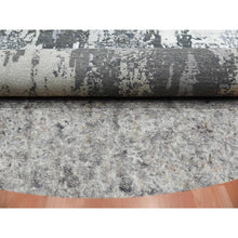 Load image into Gallery viewer, 8&#39;2&quot;x8&#39;2&quot; Charcoal Gray Wool And Silk Abstract Design  Denser Weave Persian Knot Hand Knotted Round Oriental Rug FWR450522