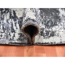 Load image into Gallery viewer, 8&#39;2&quot;x8&#39;2&quot; Charcoal Gray Wool And Silk Abstract Design  Denser Weave Persian Knot Hand Knotted Round Oriental Rug FWR450522