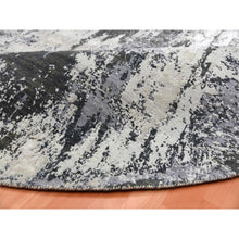 Load image into Gallery viewer, 8&#39;2&quot;x8&#39;2&quot; Charcoal Gray Wool And Silk Abstract Design  Denser Weave Persian Knot Hand Knotted Round Oriental Rug FWR450522