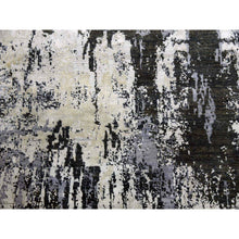 Load image into Gallery viewer, 8&#39;2&quot;x8&#39;2&quot; Charcoal Gray Wool And Silk Abstract Design  Denser Weave Persian Knot Hand Knotted Round Oriental Rug FWR450522
