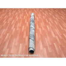 Load image into Gallery viewer, 8&#39;2&quot;x8&#39;2&quot; Charcoal Gray Wool And Silk Abstract Design  Denser Weave Persian Knot Hand Knotted Round Oriental Rug FWR450522