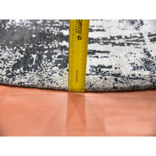 Load image into Gallery viewer, 8&#39;2&quot;x8&#39;2&quot; Charcoal Gray Wool And Silk Abstract Design  Denser Weave Persian Knot Hand Knotted Round Oriental Rug FWR450522