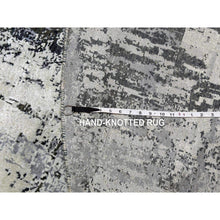 Load image into Gallery viewer, 8&#39;2&quot;x8&#39;2&quot; Charcoal Gray Wool And Silk Abstract Design  Denser Weave Persian Knot Hand Knotted Round Oriental Rug FWR450522