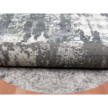 Load image into Gallery viewer, 10&#39;x10&#39; Charcoal Gray Abstract Design Wool And Silk Persian Knot Denser Weave Hand Knotted Oriental Round Rug FWR450528