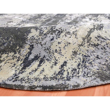 Load image into Gallery viewer, 10&#39;x10&#39; Charcoal Gray Abstract Design Wool And Silk Persian Knot Denser Weave Hand Knotted Oriental Round Rug FWR450528
