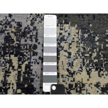 Load image into Gallery viewer, 10&#39;x10&#39; Charcoal Gray Abstract Design Wool And Silk Persian Knot Denser Weave Hand Knotted Oriental Round Rug FWR450528