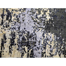 Load image into Gallery viewer, 10&#39;x10&#39; Charcoal Gray Abstract Design Wool And Silk Persian Knot Denser Weave Hand Knotted Oriental Round Rug FWR450528