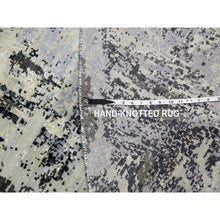 Load image into Gallery viewer, 10&#39;x10&#39; Charcoal Gray Abstract Design Wool And Silk Persian Knot Denser Weave Hand Knotted Oriental Round Rug FWR450528