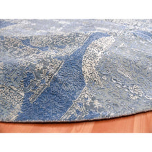 Load image into Gallery viewer, 10&#39;1&quot;x10&#39;1&quot; Blue Wool And Pure Silk Jewellery Design  Hand Knotted Oriental Round Rug FWR450534