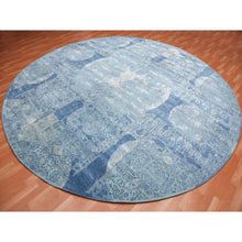 Load image into Gallery viewer, 12&#39;1&#39;x12&#39;1&quot; Blue Hand Knotted Jewellery Design With Soft Colors Wool And Pure Silk Round Oriental Rug FWR450540