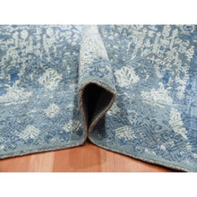 Load image into Gallery viewer, 7&#39;10&quot;x10&#39; Blue Wool And Pure Silk Hand Knotted Jewellery Design With Soft Colors Oriental Rug FWR450552