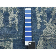 Load image into Gallery viewer, 7&#39;10&quot;x10&#39; Blue Wool And Pure Silk Hand Knotted Jewellery Design With Soft Colors Oriental Rug FWR450552