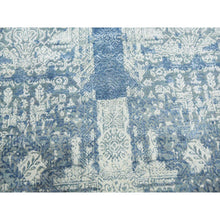 Load image into Gallery viewer, 7&#39;10&quot;x10&#39; Blue Wool And Pure Silk Hand Knotted Jewellery Design With Soft Colors Oriental Rug FWR450552
