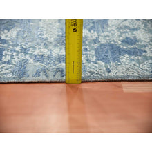 Load image into Gallery viewer, 7&#39;10&quot;x10&#39; Blue Wool And Pure Silk Hand Knotted Jewellery Design With Soft Colors Oriental Rug FWR450552