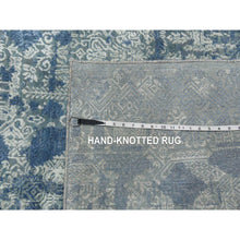 Load image into Gallery viewer, 7&#39;10&quot;x10&#39; Blue Wool And Pure Silk Hand Knotted Jewellery Design With Soft Colors Oriental Rug FWR450552