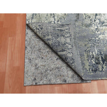 Load image into Gallery viewer, 8&#39;2&quot;x8&#39;2&quot; Charcoal Gray Abstract Design Wool And Silk Denser Weave Persian Knot Hand Knotted Oriental Square Rug FWR450558