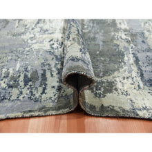 Load image into Gallery viewer, 8&#39;2&quot;x8&#39;2&quot; Charcoal Gray Abstract Design Wool And Silk Denser Weave Persian Knot Hand Knotted Oriental Square Rug FWR450558