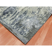 Load image into Gallery viewer, 8&#39;2&quot;x8&#39;2&quot; Charcoal Gray Abstract Design Wool And Silk Denser Weave Persian Knot Hand Knotted Oriental Square Rug FWR450558