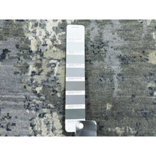 Load image into Gallery viewer, 8&#39;2&quot;x8&#39;2&quot; Charcoal Gray Abstract Design Wool And Silk Denser Weave Persian Knot Hand Knotted Oriental Square Rug FWR450558