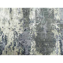 Load image into Gallery viewer, 8&#39;2&quot;x8&#39;2&quot; Charcoal Gray Abstract Design Wool And Silk Denser Weave Persian Knot Hand Knotted Oriental Square Rug FWR450558