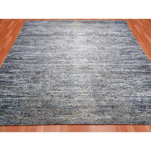 Load image into Gallery viewer, 8&#39;2&quot;x8&#39;2&quot; Blue Oceanic Wool And Pure Silk Horizontal Ombre Design Hand Knotted Oriental Square Rug FWR450588