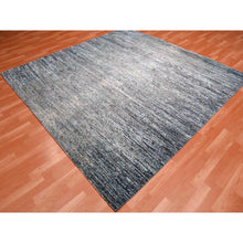 Load image into Gallery viewer, 8&#39;2&quot;x8&#39;2&quot; Blue Oceanic Wool And Pure Silk Horizontal Ombre Design Hand Knotted Oriental Square Rug FWR450588