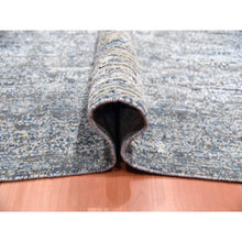 Load image into Gallery viewer, 8&#39;2&quot;x8&#39;2&quot; Blue Oceanic Wool And Pure Silk Horizontal Ombre Design Hand Knotted Oriental Square Rug FWR450588