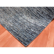 Load image into Gallery viewer, 8&#39;2&quot;x8&#39;2&quot; Blue Oceanic Wool And Pure Silk Horizontal Ombre Design Hand Knotted Oriental Square Rug FWR450588