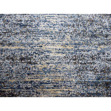 Load image into Gallery viewer, 8&#39;2&quot;x8&#39;2&quot; Blue Oceanic Wool And Pure Silk Horizontal Ombre Design Hand Knotted Oriental Square Rug FWR450588