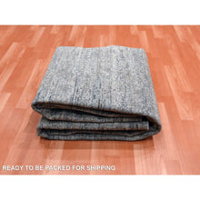 Load image into Gallery viewer, 8&#39;2&quot;x8&#39;2&quot; Blue Oceanic Wool And Pure Silk Horizontal Ombre Design Hand Knotted Oriental Square Rug FWR450588