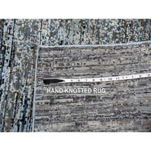 Load image into Gallery viewer, 8&#39;2&quot;x8&#39;2&quot; Blue Oceanic Wool And Pure Silk Horizontal Ombre Design Hand Knotted Oriental Square Rug FWR450588