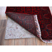 Load image into Gallery viewer, 1&#39;10&quot;x4&#39;10&quot; Scarlet Red, Afghan Khamyab With Geometric Medallions Design, Soft And Shiny Wool, Hand Knotted, Vegetable Dyes, Short And Narrow Runner, Oriental Rug FWR4500