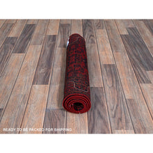 Load image into Gallery viewer, 1&#39;10&quot;x4&#39;10&quot; Scarlet Red, Afghan Khamyab With Geometric Medallions Design, Soft And Shiny Wool, Hand Knotted, Vegetable Dyes, Short And Narrow Runner, Oriental Rug FWR4500