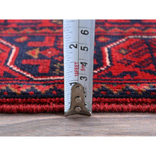 Load image into Gallery viewer, 1&#39;10&quot;x4&#39;10&quot; Scarlet Red, Afghan Khamyab With Geometric Medallions Design, Soft And Shiny Wool, Hand Knotted, Vegetable Dyes, Short And Narrow Runner, Oriental Rug FWR4500