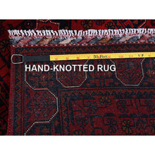Load image into Gallery viewer, 1&#39;10&quot;x4&#39;10&quot; Scarlet Red, Afghan Khamyab With Geometric Medallions Design, Soft And Shiny Wool, Hand Knotted, Vegetable Dyes, Short And Narrow Runner, Oriental Rug FWR4500