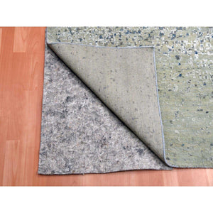 12'x18' Denim Blue, Modern Dissipating Design, Hand Knotted Pure Silk And Wool, Oversized Oriental Rug FWR450600