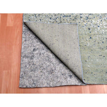 Load image into Gallery viewer, 12&#39;x18&#39; Denim Blue, Modern Dissipating Design, Hand Knotted Pure Silk And Wool, Oversized Oriental Rug FWR450600