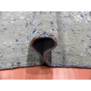 12'x18' Denim Blue, Modern Dissipating Design, Hand Knotted Pure Silk And Wool, Oversized Oriental Rug FWR450600