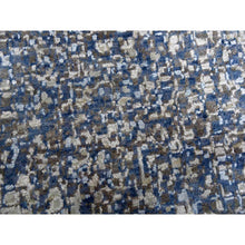 Load image into Gallery viewer, 12&#39;x18&#39; Denim Blue, Modern Dissipating Design, Hand Knotted Pure Silk And Wool, Oversized Oriental Rug FWR450600