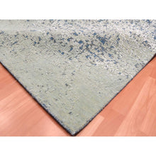 Load image into Gallery viewer, 12&#39;x15&#39; Denim Blue, Pure Silk And Wool, Modern Dissipating Design Hand Knotted, Oversized Oriental Rug FWR450606