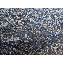 Load image into Gallery viewer, 12&#39;x15&#39; Denim Blue, Pure Silk And Wool, Modern Dissipating Design Hand Knotted, Oversized Oriental Rug FWR450606