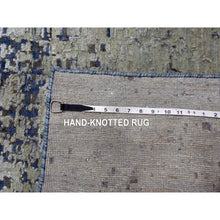 Load image into Gallery viewer, 12&#39;x15&#39; Denim Blue, Pure Silk And Wool, Modern Dissipating Design Hand Knotted, Oversized Oriental Rug FWR450606