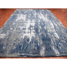 Load image into Gallery viewer, 12&#39;2&quot;x15&#39;1&quot; Oceanic Blue, Abstract Design Hi-low Pile, Denser Weave Hand Knotted Pure Silk And Wool, Oversized Oriental Rug FWR450612