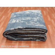 Load image into Gallery viewer, 12&#39;2&quot;x15&#39;1&quot; Oceanic Blue, Abstract Design Hi-low Pile, Denser Weave Hand Knotted Pure Silk And Wool, Oversized Oriental Rug FWR450612