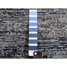 Load image into Gallery viewer, 12&#39;x15&#39; Blue Oceanic Pure Silk And Wool Striae Design Hand Knotted Oriental Oversized Rug FWR450618