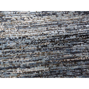 12'x15' Blue Oceanic Pure Silk And Wool Striae Design Hand Knotted Oriental Oversized Rug FWR450618