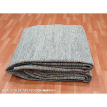 Load image into Gallery viewer, 12&#39;x15&#39; Blue Oceanic Pure Silk And Wool Striae Design Hand Knotted Oriental Oversized Rug FWR450618