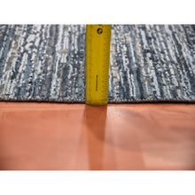 Load image into Gallery viewer, 12&#39;x15&#39; Blue Oceanic Pure Silk And Wool Striae Design Hand Knotted Oriental Oversized Rug FWR450618