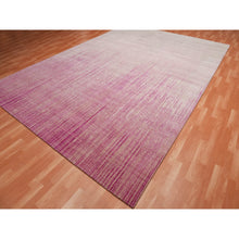 Load image into Gallery viewer, 10&#39;x14&#39;3&quot; Pink Natural Wool Hand Knotted Vertical Ombre Design Oriental Rug FWR450636