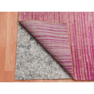 10'x14'3" Pink Natural Wool Hand Knotted Vertical Ombre Design Oriental Rug FWR450636